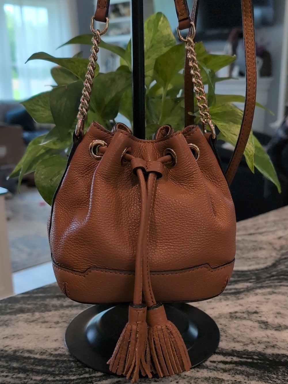 Rebecca Minkoff Brown Leather Mini Drawstring Bucket Bag